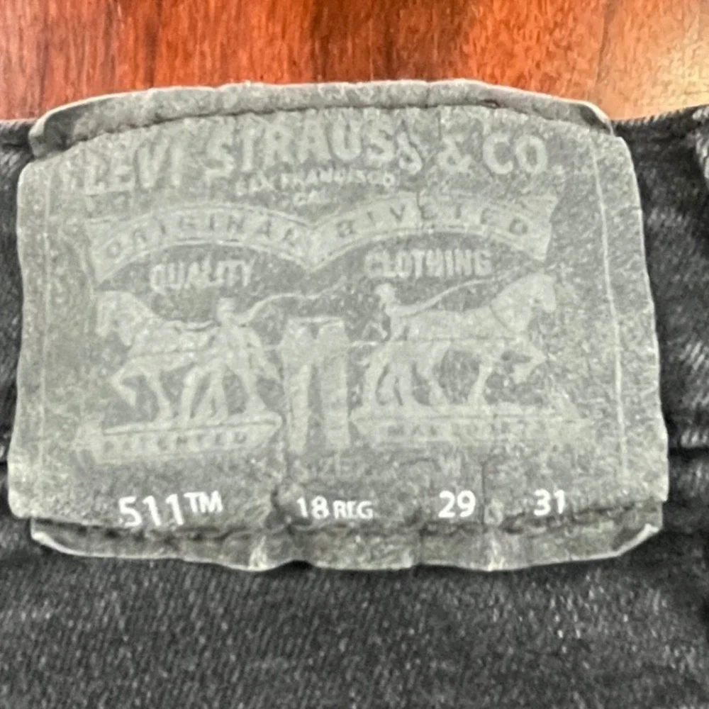 Levi's 511 Slim Jeans Kids Size 18 Tag 29x31 Meas 29x28.5 Black Performance Flaw